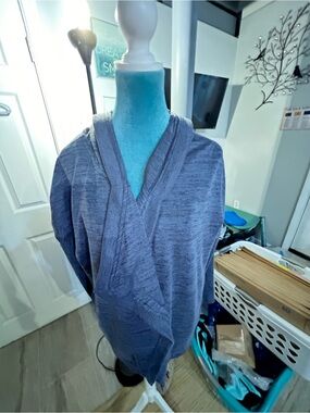 Athleta Blue Hooded Cardigan
